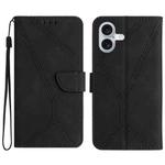 For iPhone 16 Plus Stitching Embossed Leather Phone Case(Black)