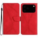 For iPhone 17 Pro Max Stitching Embossed Leather Phone Case(Red)