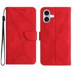 For iPhone 17 Stitching Embossed Leather Phone Case(Red)