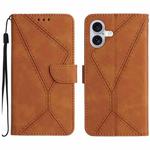 For iPhone 17 Stitching Embossed Leather Phone Case(Brown)