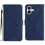 For iPhone 17 Stitching Embossed Leather Phone Case(Blue)
