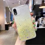 For iPhone XR Starry Gradient Glitter Powder TPU Phone Case(Yellow)