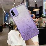 For iPhone XS Max Starry Gradient Glitter Powder TPU Phone Case(Purple)