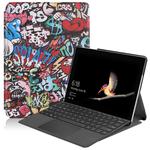 For Microsoft Surface Go 2 / Surface Go Colored Drawing Voltage Elastic Texture Horizontal Flip Leather Case with Holder(Graffiti)