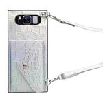 For Samsung Galaxy S8+ Crocodile Texture Lanyard Card Slot Phone Case(Silver)