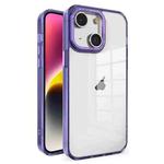 For iPhone 14 Crystal TPU + PC Electroplated Lens Frame Phone Case(Purple)