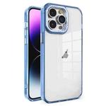 For iPhone 14 Pro Max Crystal TPU + PC Electroplated Lens Frame Phone Case(Blue)