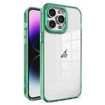 For iPhone 14 Pro Max Crystal TPU + PC Electroplated Lens Frame Phone Case(Green)