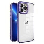 For iPhone 13 Pro Crystal TPU + PC Electroplated Lens Frame Phone Case(Purple)