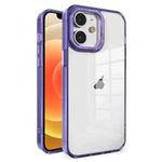 For iPhone 12 Crystal TPU + PC Electroplated Lens Frame Phone Case(Purple)