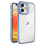For iPhone 12 Crystal TPU + PC Electroplated Lens Frame Phone Case(Blue)