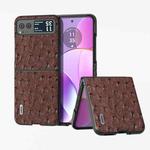 For Motorola Razr 40 ABEEL Genuine Leather Ostrich Texture Phone Case(Coffee)