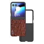 For Motorola Razr 50 ABEEL Genuine Leather Ostrich Texture Phone Case(Coffee)