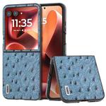 For Motorola Razr 60 Ultra ABEEL Genuine Leather Ostrich Texture Phone Case(Blue)