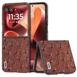 For Motorola Razr 60 Ultra ABEEL Genuine Leather Ostrich Texture Phone Case(Coffee)