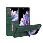 For OPPO Find N2 Flip Genuine Leather Luxury Series Phone Case with Holder(Night Green)