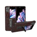 For OPPO Find N2 Flip ABEEL Genuine Leather Crocodile Pattern Phone Case with Holder(Coffee)
