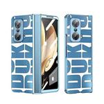 For Honor Magic V Integrated Electroplating Folding Phone Case with Hinge(Blue)