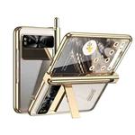 For Google Pixel Fold Integrated Electroplating Folding Phone Case with Pen Slot(Tyrant Gold)