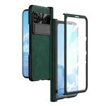 For Google Pixel Fold Integrated Napa Texture All-inclusive Phone Case with Hinge(Green)
