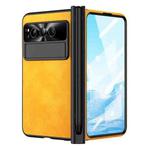 For Google Pixel Fold Integrated Napa Texture All-inclusive Phone Case with Pen Slot(Yellow)