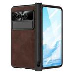 For Google Pixel Fold Integrated Napa Texture All-inclusive Phone Case with Pen Slot(Coffee)