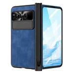 For Google Pixel Fold Integrated Napa Texture All-inclusive Phone Case with Pen Slot(Blue)