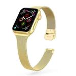 For Apple Watch Series 7 45mm / 6 & SE & 5 & 4 44mm / 3 & 2 & 1 42mm Milanese Stainless Steel Watch Band(Gold)