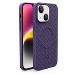 For iPhone 14 Woven Pattern MagSafe Magnetic Cooling Phone Case(Purple)