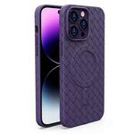For iPhone 14 Pro Woven Pattern MagSafe Magnetic Cooling Phone Case(Purple)