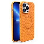 For iPhone 13 Pro Woven Pattern MagSafe Magnetic Cooling Phone Case(Orange)