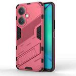 For vivo Y27 4G Global Punk Armor 2 in 1 PC + TPU Phone Case with Holder(Light Red)