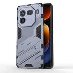 For vivo iQOO 12 Pro 5G Punk Armor 2 in 1 PC + TPU Phone Case with Holder(Grey)