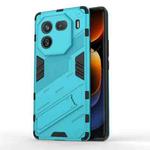 For vivo iQOO 12 Pro 5G Punk Armor 2 in 1 PC + TPU Phone Case with Holder(Blue)