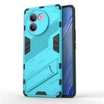 For vivo V30e 5G Global Punk Armor 2 in 1 PC + TPU Phone Case with Holder(Blue)