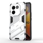 For vivo iQOO Z9s Pro 5G India Punk Armor 2 in 1 PC + TPU Phone Case with Holder(White)