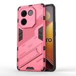 For vivo iQOO Z9s Pro 5G India Punk Armor 2 in 1 PC + TPU Phone Case with Holder(Light Red)