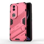For vivo V50 5G Global Punk Armor 2 in 1 PC + TPU Phone Case with Holder(Light Red)
