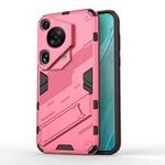 For Huawei Pura 70 Ultra Punk Armor 2 in 1 PC + TPU Phone Case with Holder(Light Red)