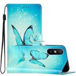 For Xiaomi Redmi 9A Colored Drawing Leather Phone Case(Blue Butterfly)