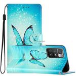 For Xiaomi Redmi 10 Colored Drawing Leather Phone Case(Blue Butterfly)