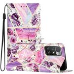For Xiaomi Redmi 10 Colored Drawing Leather Phone Case(Purple Marble)