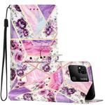 For Xiaomi Redmi 10A Colored Drawing Leather Phone Case(Purple Marble)