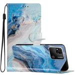 For Xiaomi Redmi 10A Colored Drawing Leather Phone Case(Blue Marble)