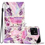 For Xiaomi Redmi 10C Colored Drawing Leather Phone Case(Purple Marble)