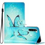 For Xiaomi Redmi Note 8T Colored Drawing Leather Phone Case(Blue Butterfly)
