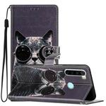 For Xiaomi Redmi Note 8T Colored Drawing Leather Phone Case(Sunglasses Cat)