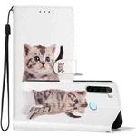 For Xiaomi Redmi Note 8T Colored Drawing Leather Phone Case(Little Tabby Cat)