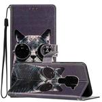 For Xiaomi Redmi Note 9 Colored Drawing Leather Phone Case(Sunglasses Cat)