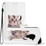 For Xiaomi Redmi Note 9 Colored Drawing Leather Phone Case(Little Tabby Cat)